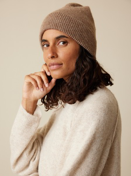 Strickmütze aus Alpakawolle, walnuss melange