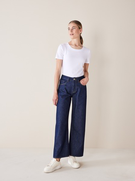 Jeans weites Bein, 100% Bio-Baumwolle, dark denim