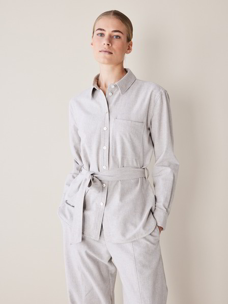 Hemdbluse, 100 % Bio-Baumwolle, stein melange