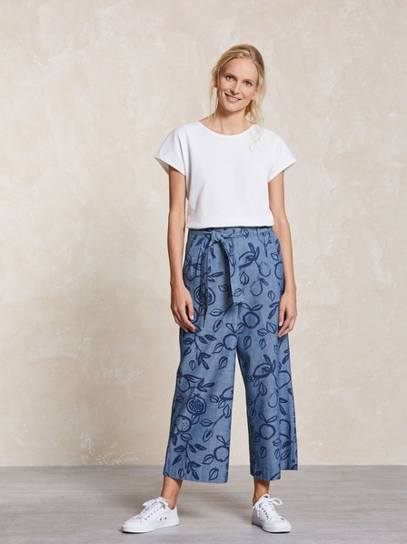 Hose-Culotte, denim chambray bedruckt