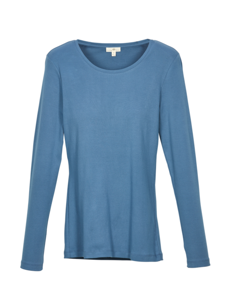 Shirt Langarm Rippe, rauchblau