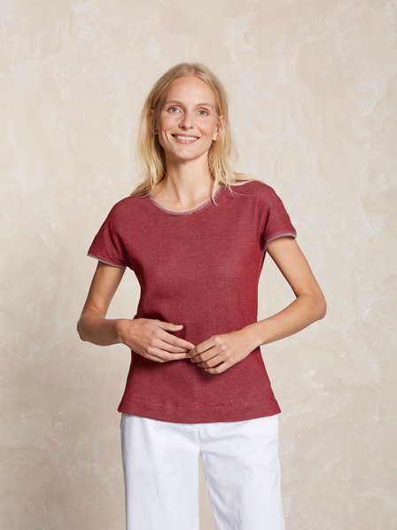 Shirt-Kurzarm, rippe rot/hellblau