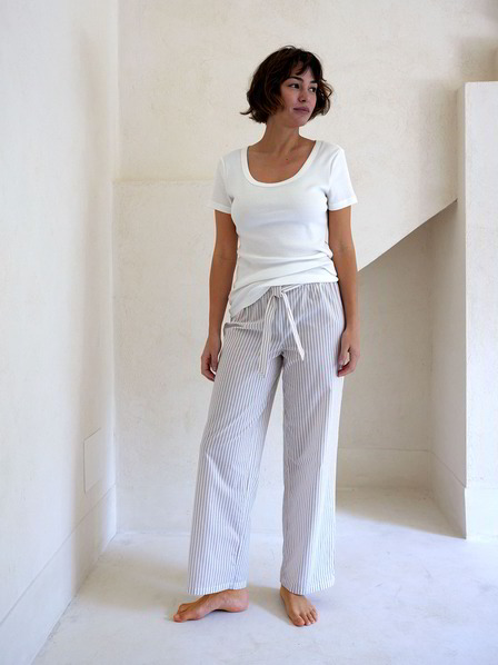 Pyjamahose, malve/weiss gestreift