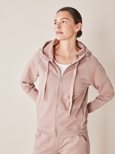 Sweatjacke Langarm, 100 % Bio Baumwolle, nougat