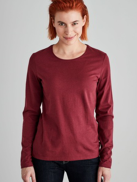 Shirt Langarm, 26 cranberry melange