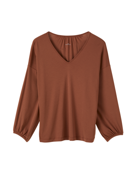 Shirt Langarm aus Baumwolljersey, nougat
