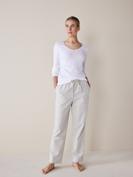 Pyjamahose, Baumwolle, flanell streif grau