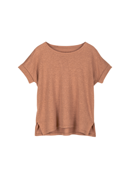 Kurzarmshirt aus Bio Leinen, bronze