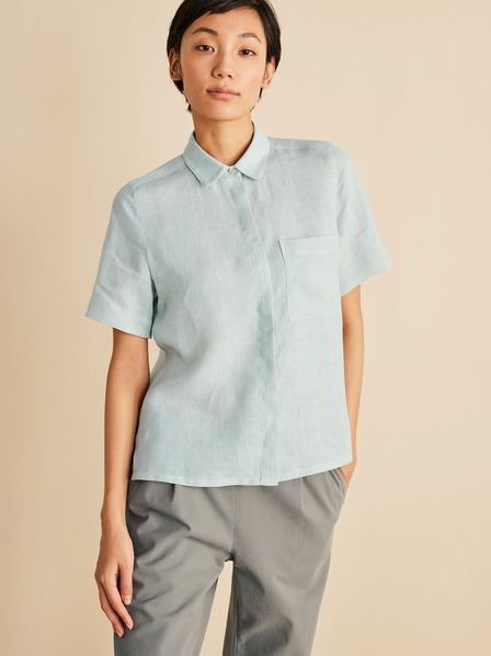 Bluse Kurzarm, Leinen, mint