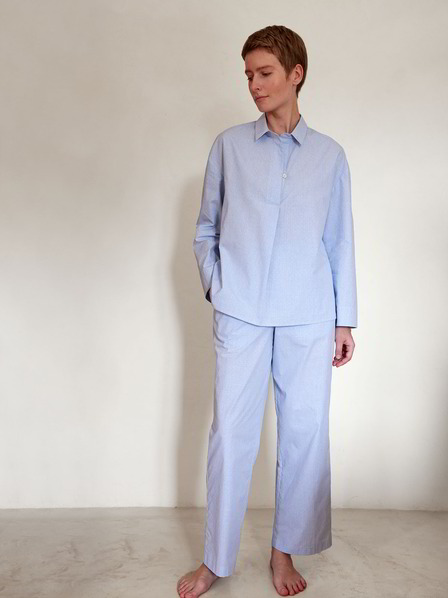 Pyjamahemd, silberblau