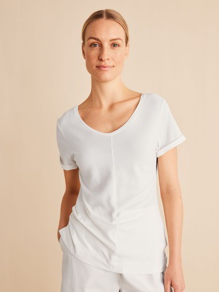 Shirt Kurzarm Rippe, offwhite