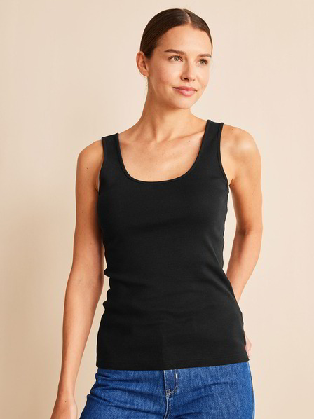 Top Rippe, schwarz