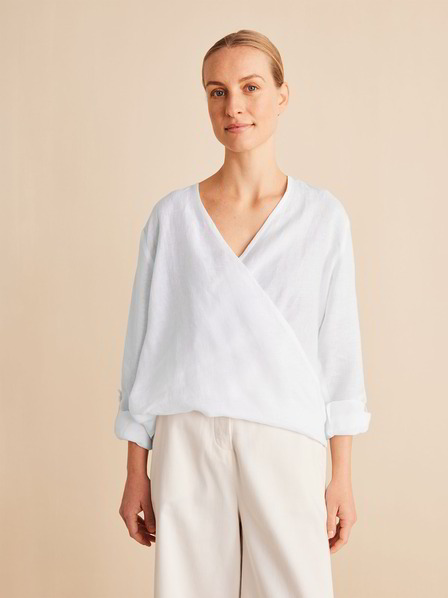 Bluse Wickeloptik, weiss