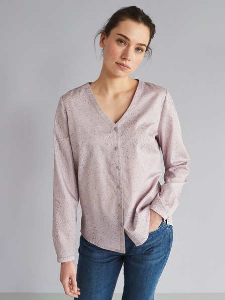 Bluse-Langarm, Sprenkeldruck