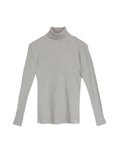 Rollkragenshirt, ringel-rippe natur/grau