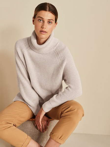 Strickpullover-Rollkragen, natur melange