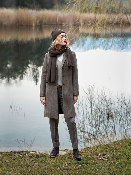 Mantel in braun & 7/8-Hose fischgrat taupe