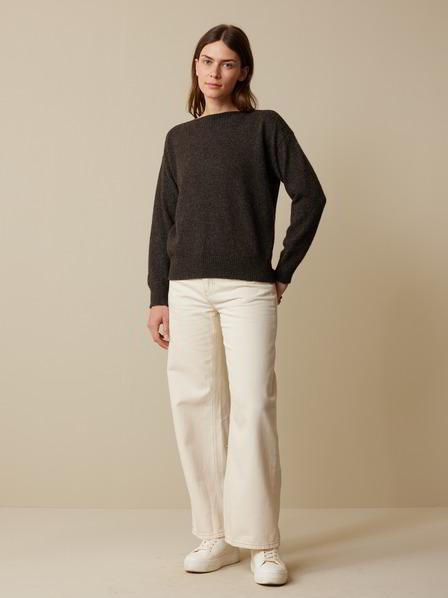Pullover aus Alpakawolle, mokka
