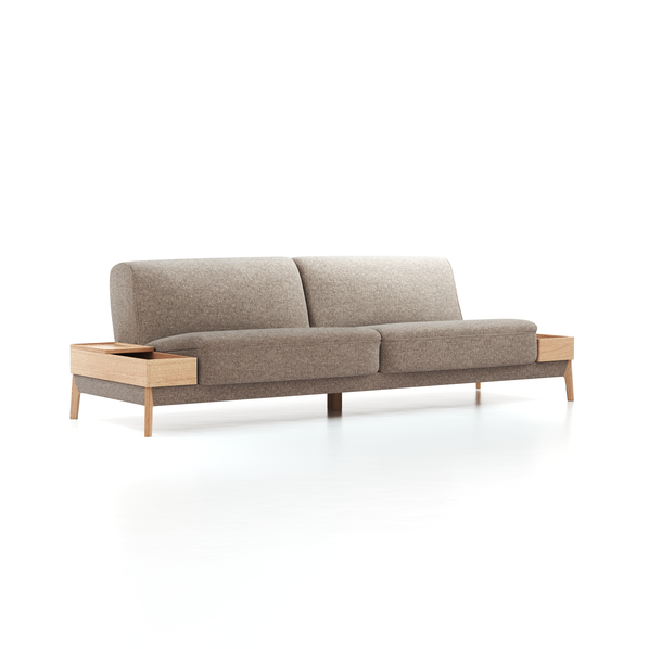2er-Sofa Alani, B 252 x T94 cm, Sitzhöhe in cm 44, mit Bezug Wollstoff Tano Natur (79), Eiche