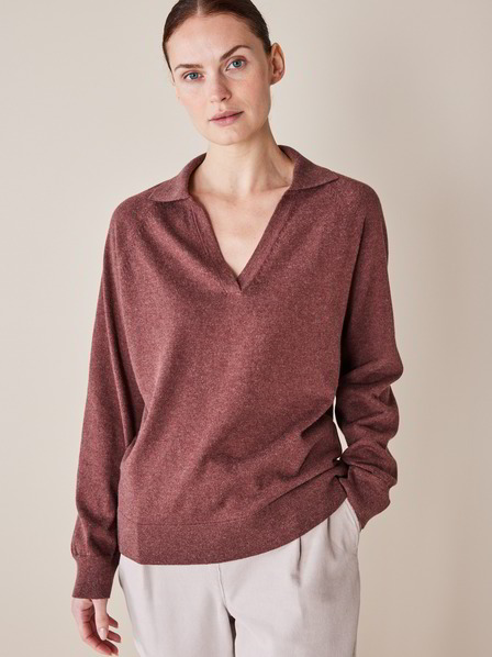 Pullover mit Kragen, Bio-Baumwolle-Alpaka, chocolat melange