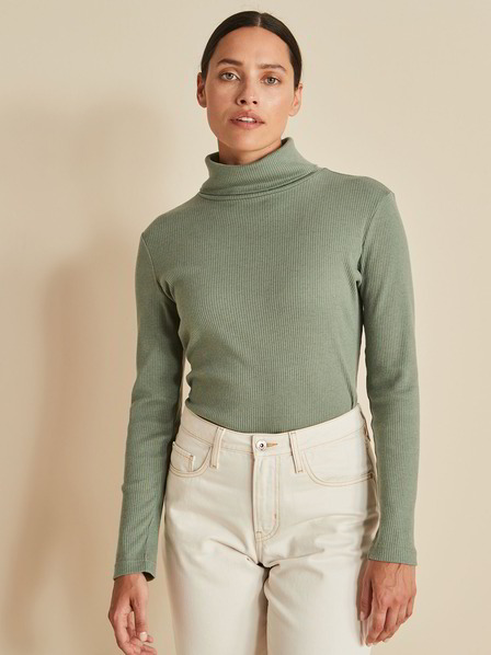Shirt-Rollkragen Rib, agave