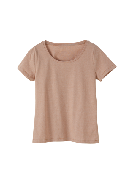 Kurzarmshirt, nougat-weiss ringel