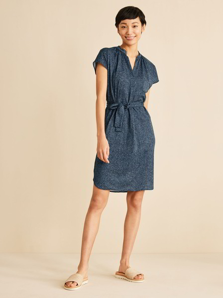 Kleid Raffung, sprenkeldruck navy