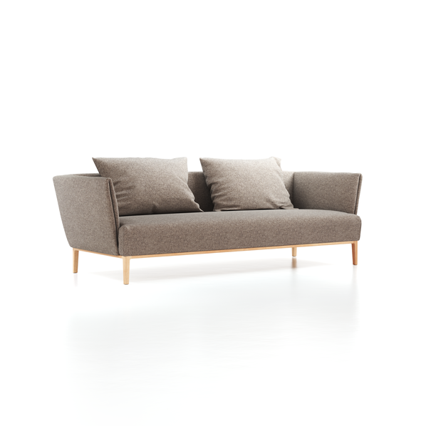 3er Sofa Lorea, B 235 x T 92,5 cm, mit Bezug Wollstoff Tano Natur (79), Buche