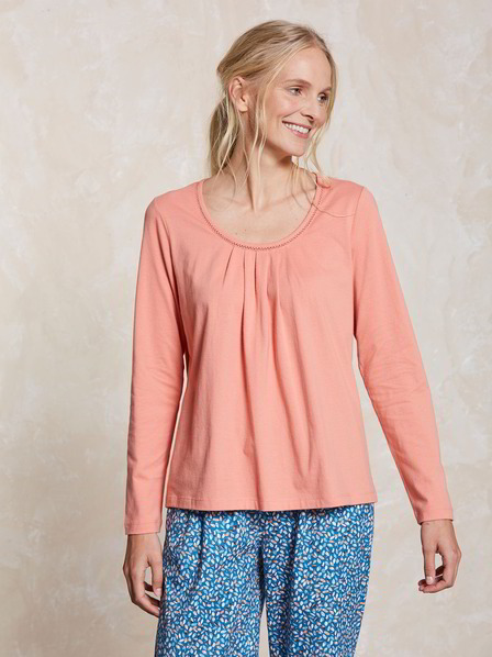 Schlafshirt-Langarm, koralle