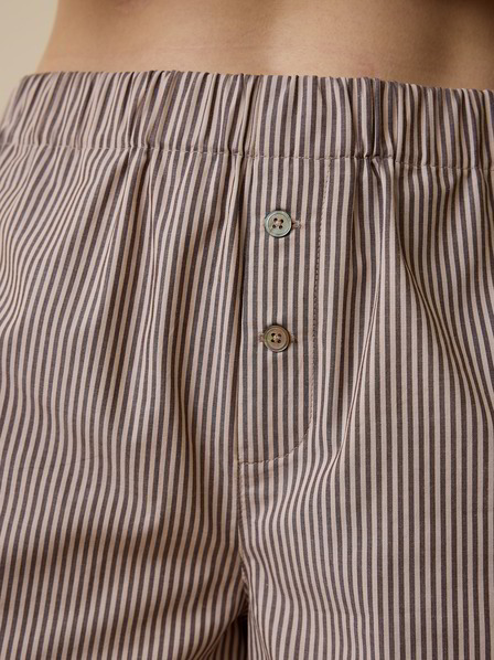 Kurze Schlafhose, rose/mokka streif