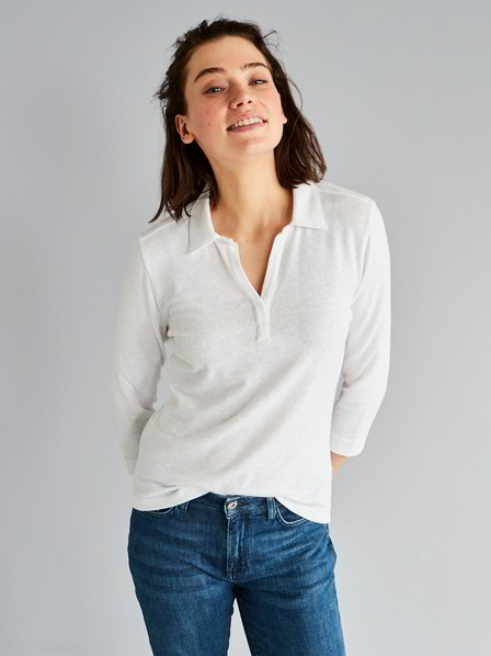 Blusenshirt Leinen 3/4 Arm, weiss