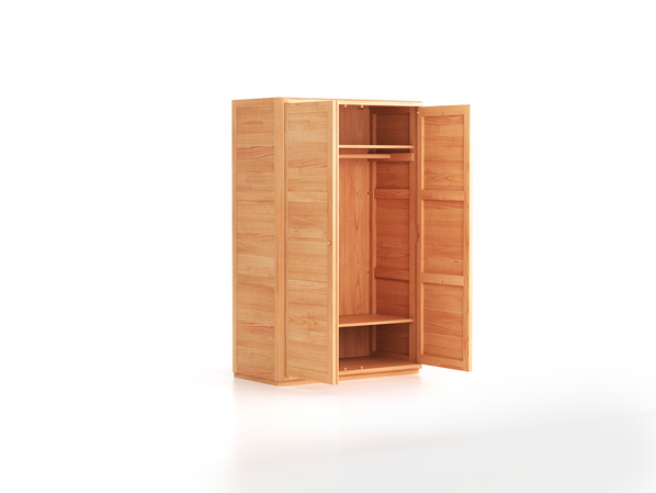 Schrank Akumi, Rund mit Drehtüren, Buche, Türfüllung Holz, inkl. Grundausstattung