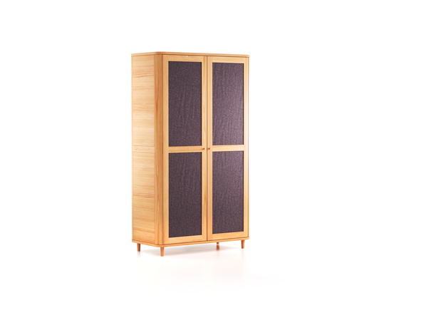 Kleiderschrank Tonda 2-türig, B 120,2 cm x T 60,2 cm x H 210 cm, Wollstoff Stavang Stein (61), Buche