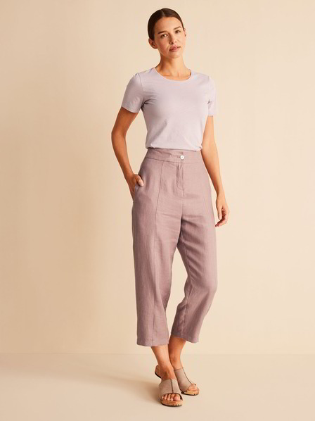 Hose, 100 % Bio-Leinen, mauve