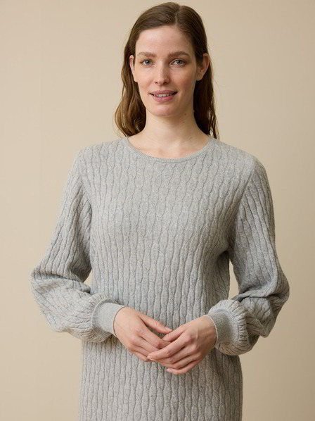 Strickkleid aus Bio-Baumwolle und Wolle, grau melange