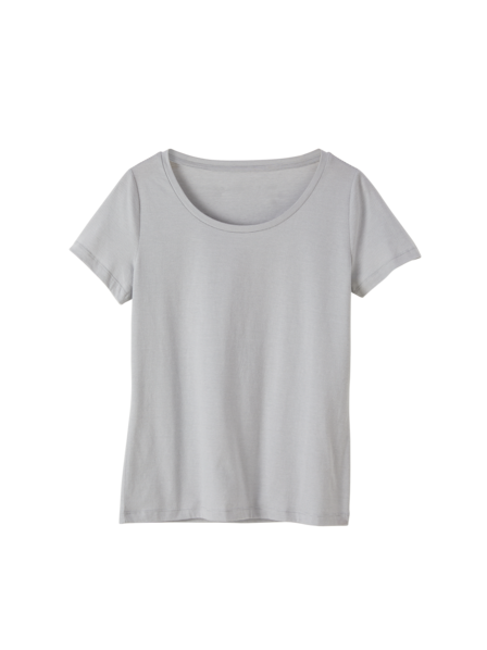 Kurzarmshirt, silberblau-weiss ringel