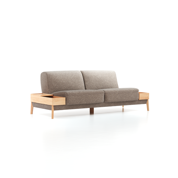 2er-Sofa Alani, B 212 x T 94 cm, Sitzhöhe in cm 44, mit Bezug Wollstoff Tano Natur (79), Buche