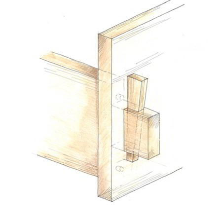 Zerlegbare Holzverbindungen - Lasche mit Spannkeil geschlossen