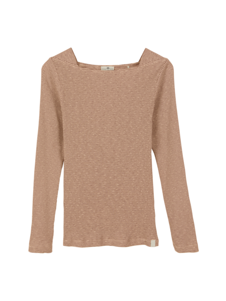Langarmshirt aus Bio Baumwolle, ringel-rippe sanddorn