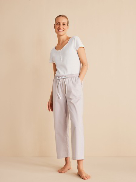 Pyjamahose, 100 % Bio-Baumwolle, stein