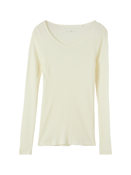 Langarmshirt aus Bio Wolle, offwhite