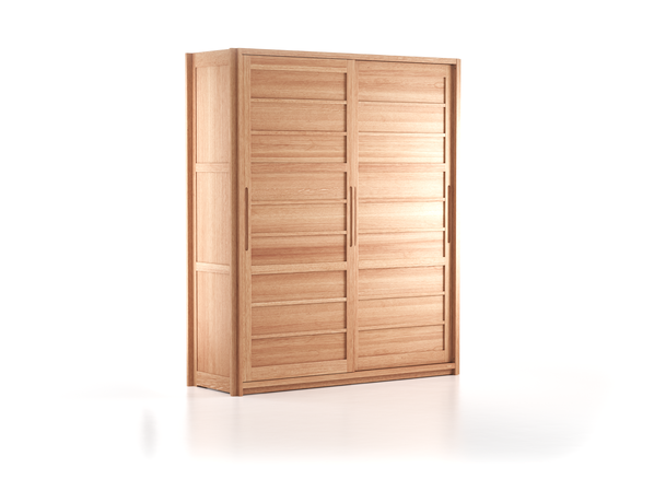 Kleiderschrank Kurido 2-türig, B 195,6 x H 230x T 66,3 cm, schmale Türen, Holz, Eiche