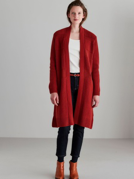 Lange Strickjacke-Blockstreifen, rostrot