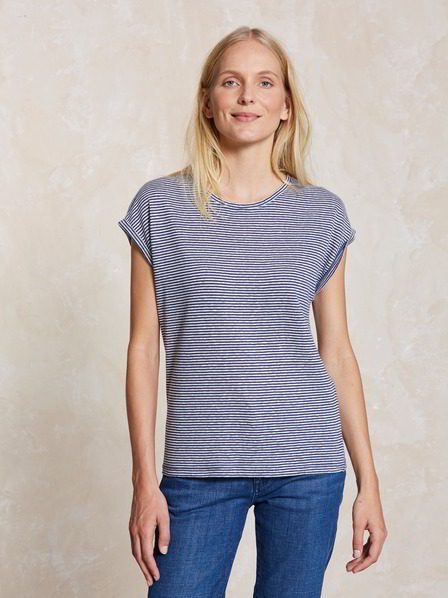Shirt-kurzarm, ringel blau-weiss