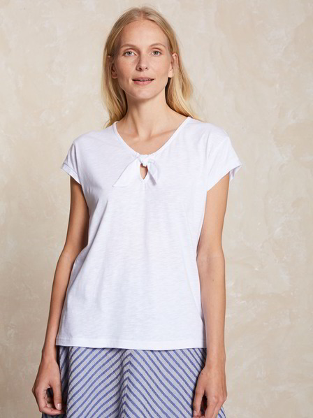 Shirt-Kurzarm mit Knoten, weiss