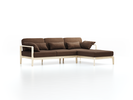 Loungesofa Linera, schmal mit Liegeteil rechts, Wollstoff Stavang Torf (64), Esche