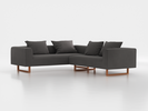 Ecksofa Sereno inkl. 4 Kissen (70x55 cm), Eckteil links, B 276 x T 235 cm, Kufenfuß, mit Bezug Wollstoff Elverum Mocca (73), Buche
