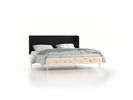 Bett Tonda mit Polsterbetthaupt, 180 x 210 cm, Wollstoff Stavang Schiefer (60), Zirbe