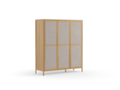 Kleiderschrank Tenso 3-türig, Wollstoff Tano Natur, Eiche
