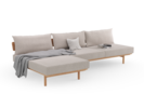 Loungesofa Lana, breit mit Loungeteil, Wollstoff Tano Natur (79), Buche